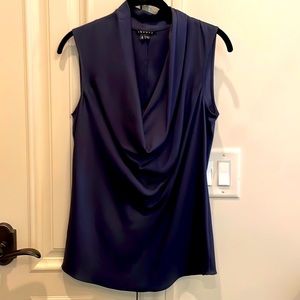Beautiful Theory navy blue cowl neck sleeveless silk top - size Small NWOT